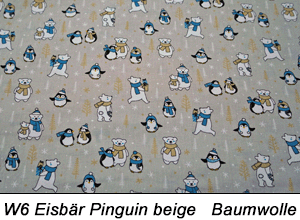 Baumwolle Weihnachten Eisbär Pinguin beige