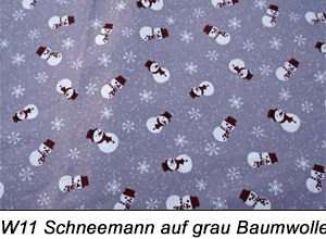 Baumwolle Weihnachten Schneemann auf grau